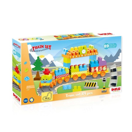 Jucarii Jocuri Activitati - Set de constructii cu trenulet - 89 piese