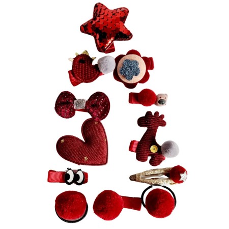 Accesorii par - Set Rosu 24 de accesorii pentru par