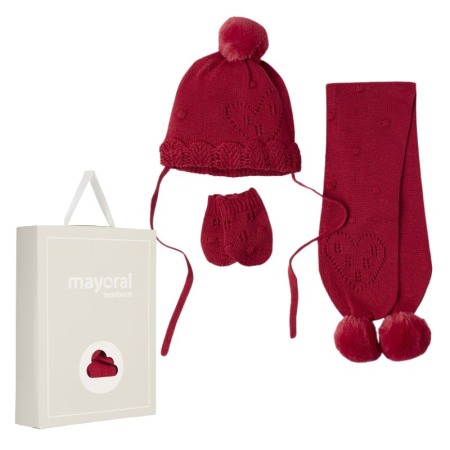 Accesorii - Set Rosu caciula cu fular si manusi  - Mayoral   18 luni