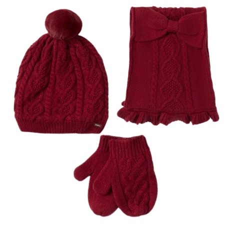 Caciuli Palarii Sepci - Set Rosu caciula cu fular si manusi  - Mayoral   24 luni (92 cm)