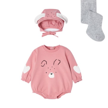 Compleuri - Set Roz Iepuras 3 piese pentru nou-nascut ECOFRIENDS - Mayoral  6-9 luni