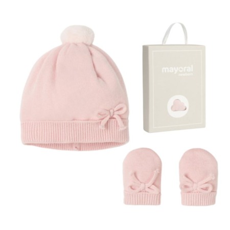 Accesorii - Set Roz Piersica caciula si manusi pentru nou-nascut ECOFRIENDS- Mayoral