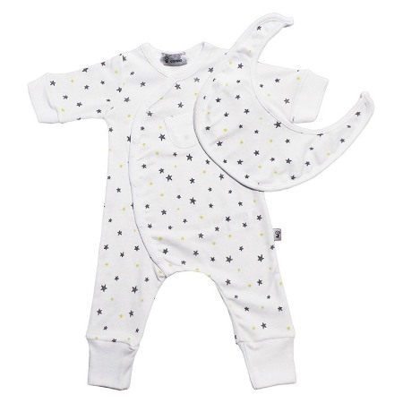 Salopete - Set salopeta cu maneca lunga Stelute cu Baveta 12 luni