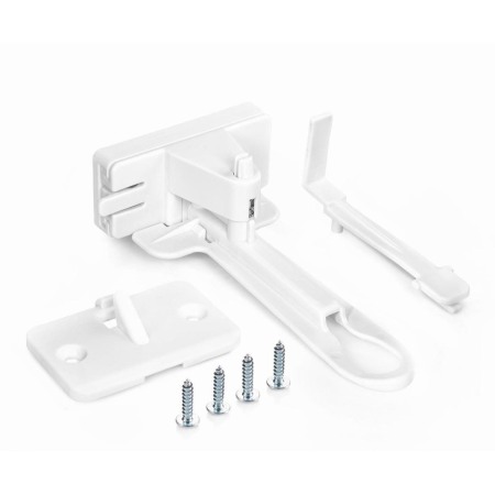 Protectii copii pentru casa - Set sigurante pentru sertare de tacamuri, 2 bucati, albe, montare cu adeziv sau surub, Reer 71090