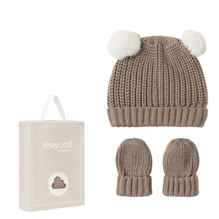 Caciuli Palarii Sepci - Set Tiramisu caciula si manusi pentru nou-nascut ECOFRIENDS- Mayoral  12 luni