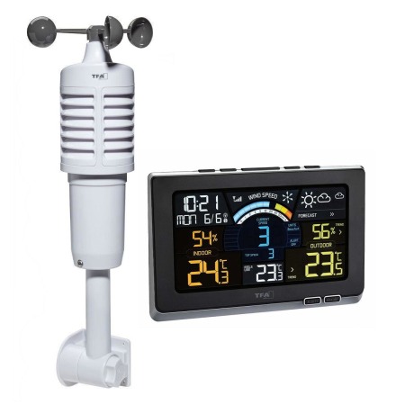 Statii meteo - Statie meteo digitala Spring Breeze cu senzor extern wireless de temperatura, umiditate, viteza vant TFA 35.1140.01