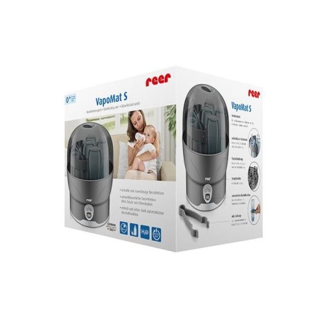 Sterilizatoare biberoane - Sterilizator biberoane cu abur fierbinte in 10 minute, oprire automata, capacitate 6 biberoane, gri, VapoMat S, Reer 36021