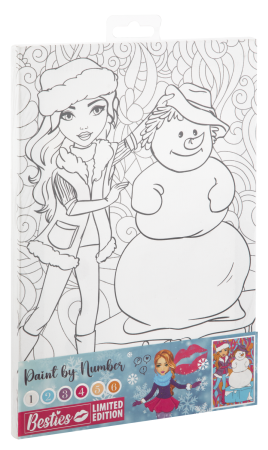 Alte activitati de creatie sau artistice - Tablou pictura pe numere - Distractie cu omul de zapada