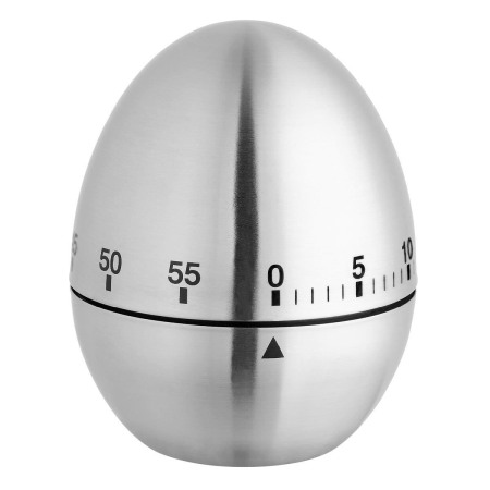 Accesorii si ustensile pentru masa si bucatarie - Timer analog pentru bucatarie EGG, forma ou, otel inoxidabil, argintiu, TFA 38.1026