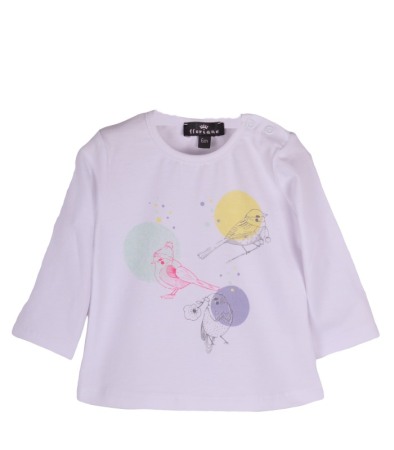 Tricouri - Tricou alb cu maneca lunga Birds  3 ani