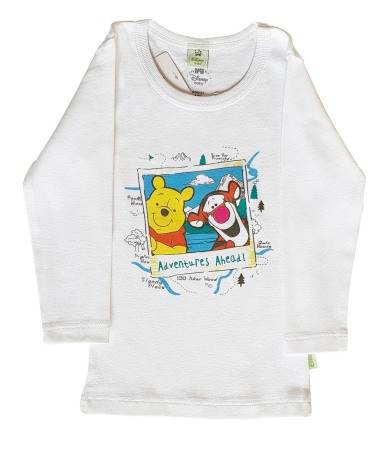 Tricouri - Tricou alb cu maneca lunga Winnie&Tigrila 10 ani