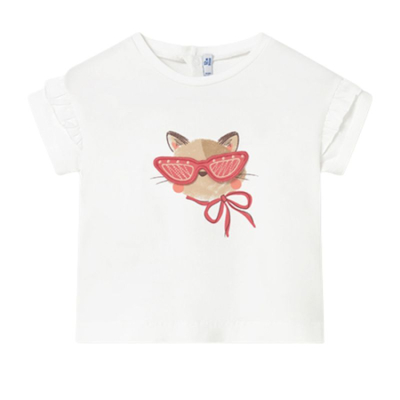 Noua colectie Mayoral - Tricou alb - Pisica