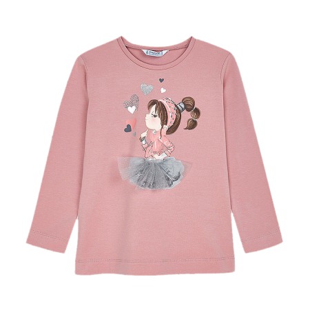 Tricouri - Tricou maneca lunga - Inimioare - Roz - Mayoral 5 ani