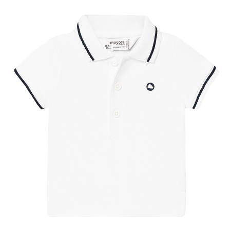 Tricouri - Tricou polo clasic cu maneca scurta - Alb/Bleumarin - Mayoral 18 luni
