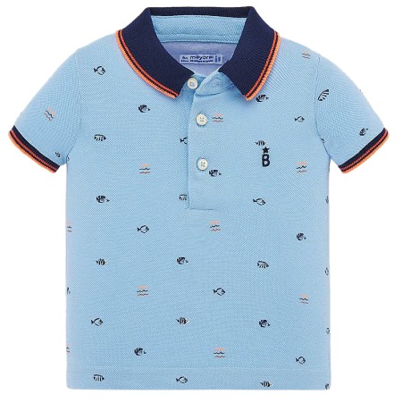 Tricouri - Tricou polo clasic cu maneca scurta si imprimeu - Bleu - Mayoral 2 ani