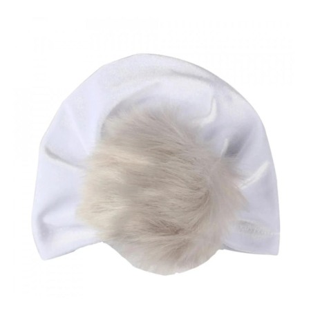 Caciuli Palarii Sepci - Turban alb bebelusi din catifea