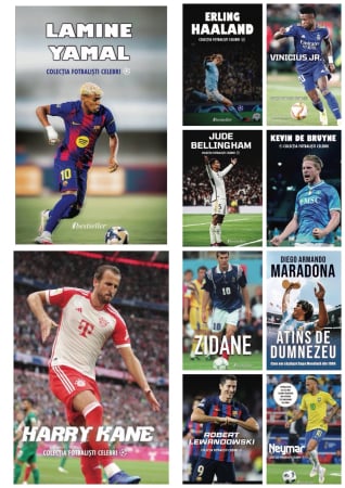 Sport și Fotbal - Set Top 10 Cărți Colecția Fotbaliști Celebri cu carte cadou surpriză
