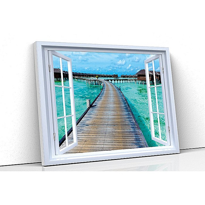 Tablou canvas fereastra ponton resort Maldive [1]
