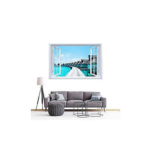 Sticker decorativ fereastra fantezie 3D resort Maldive [2]
