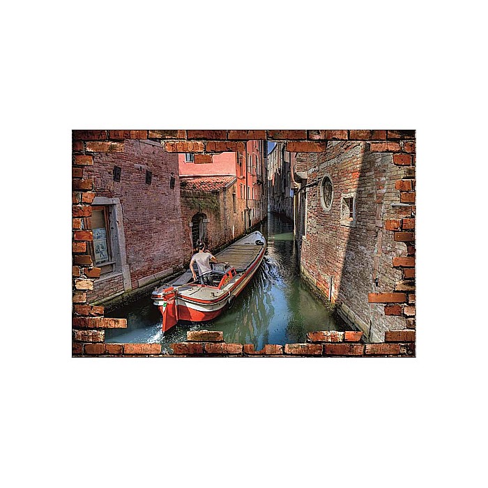 Sticker perete 3D canal Venetia gondola [1]
