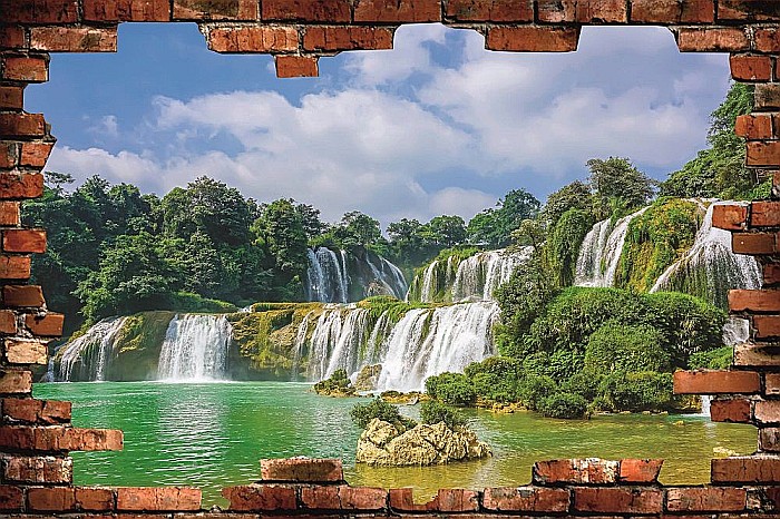 Sticker perete 3D cascada naturala [2]