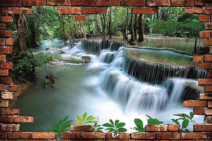 Sticker perete 3D cascada, provincia kanchanaburi, thailana [2]