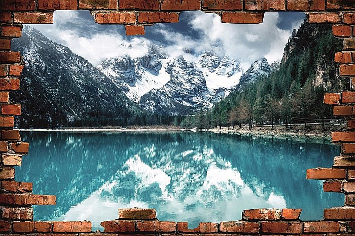 Sticker perete 3D reflexie munte lac [2]