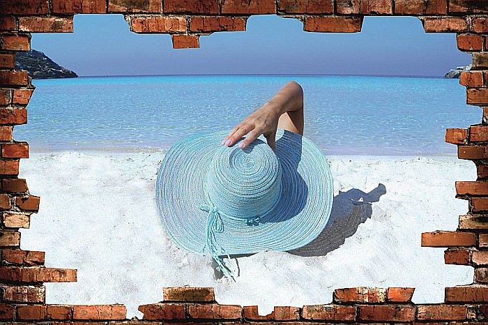 Sticker perete 3D vedere la mare plaja [2]