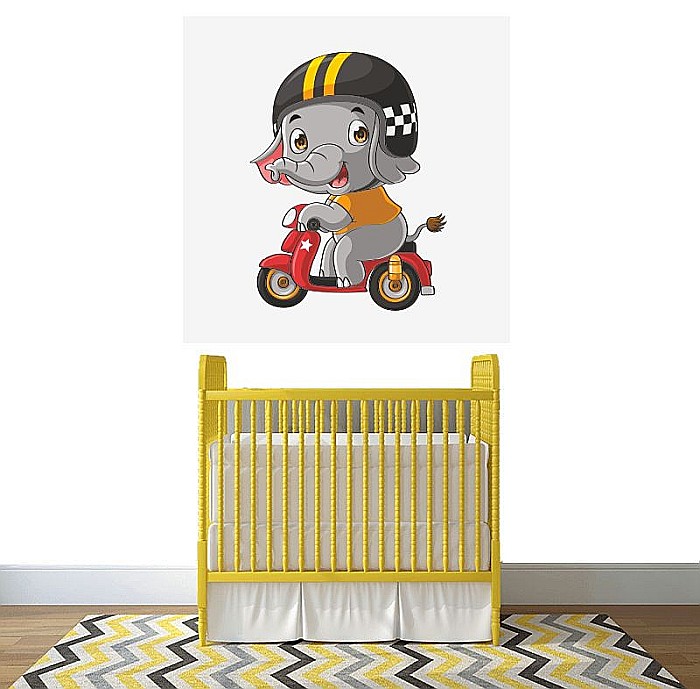 Sticker perete copii elefantel motociclist [2]