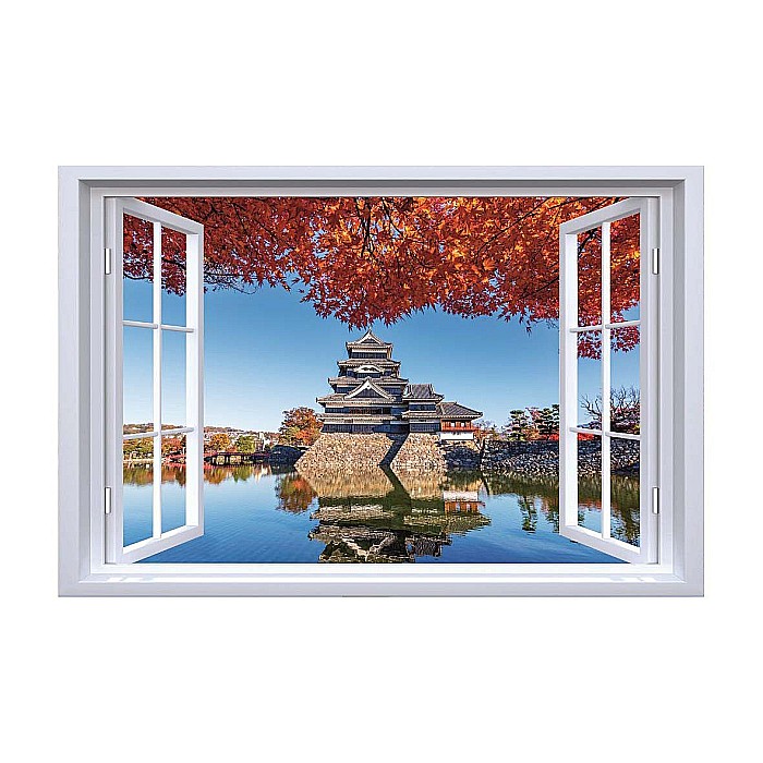 Sticker perete fereastra 3D castel nagano japonia [1]