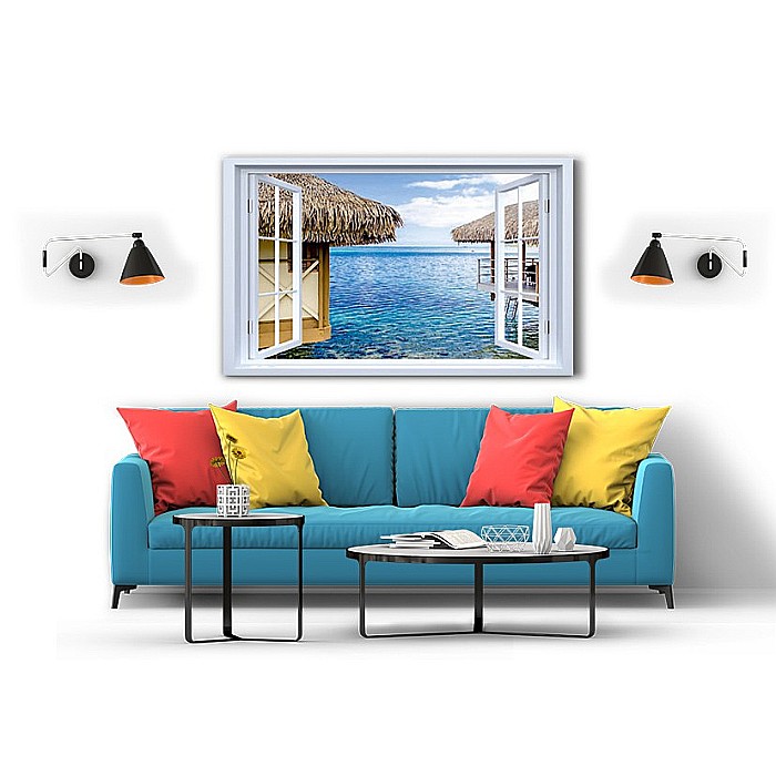 Tablou canvas fereastra bungalouri [2]
