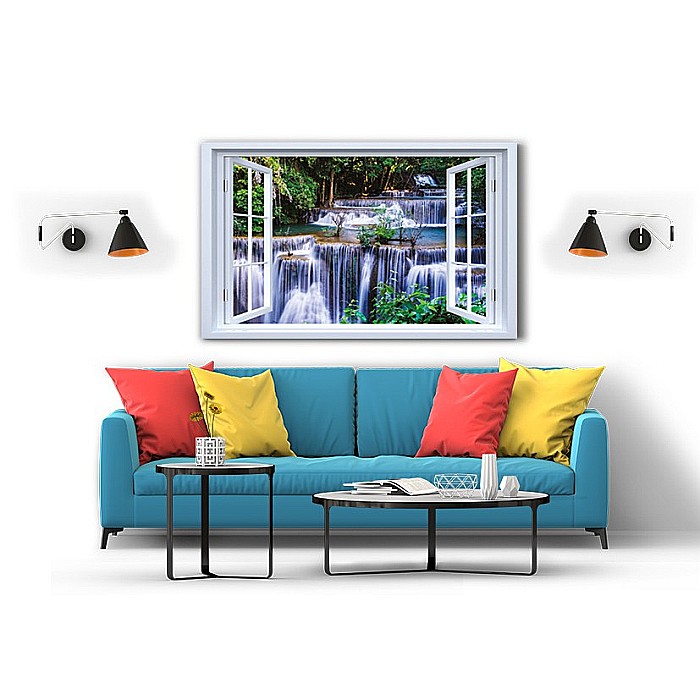 Tablou canvas fereastra padure tropicala [2]