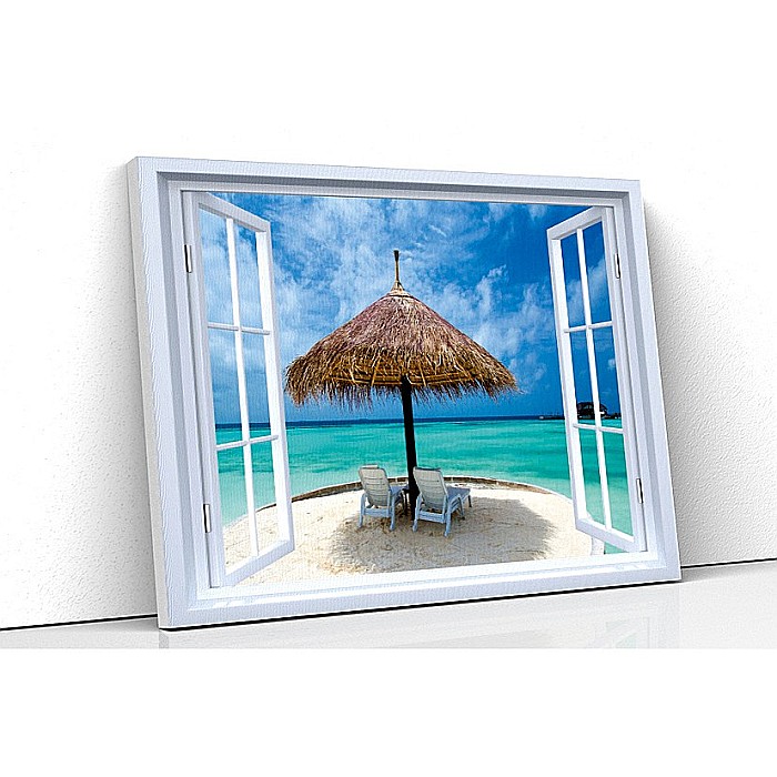 Tablou canvas fereastra plaja maldive [1]