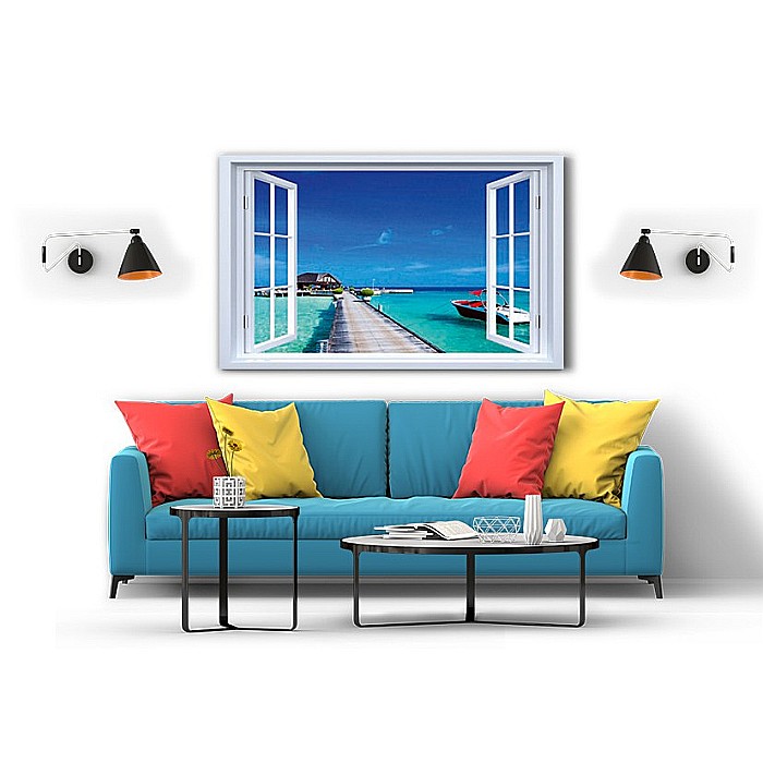 Tablou canvas fereastra ponton maldive [2]