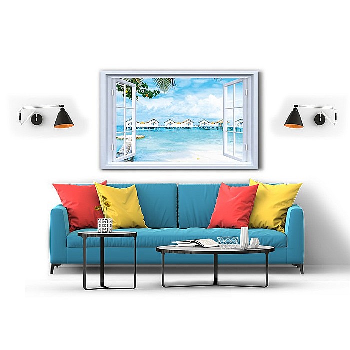 Tablou canvas fereastra resort tropic Maldive [2]