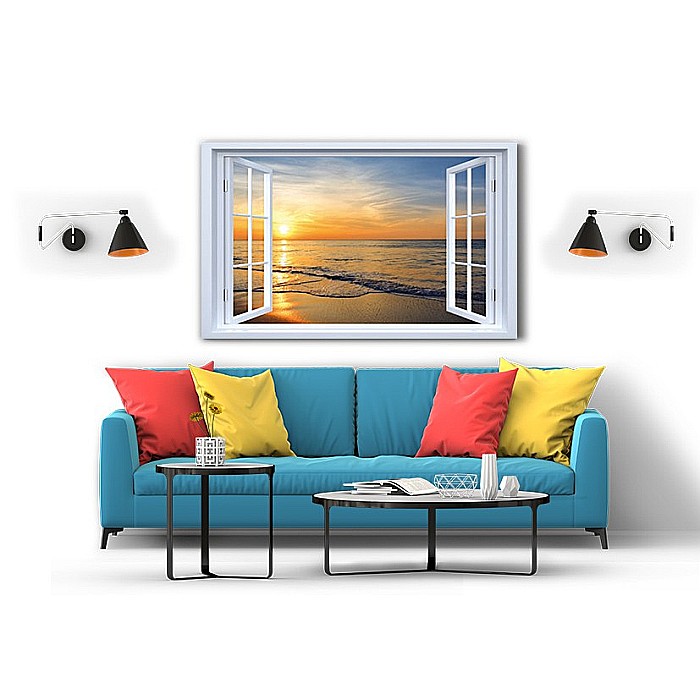 Tablou canvas fereastra sunset sea [2]