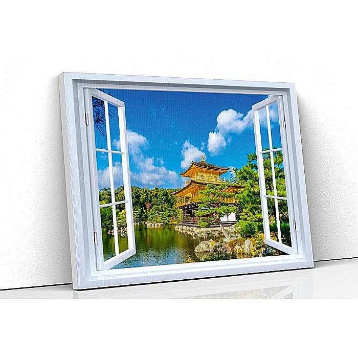 Tablou canvas fereastra templu Kinkakuji [1]