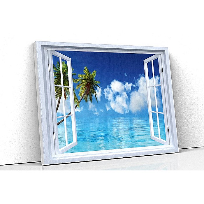 Tablou canvas fereastra vedere ocean [1]