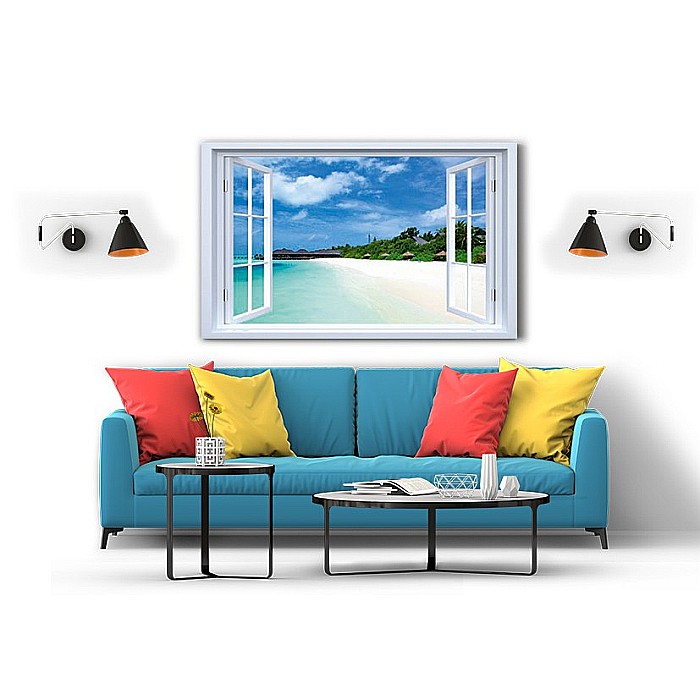 Tablou canvas fereastra vedere plaja Maldive [2]