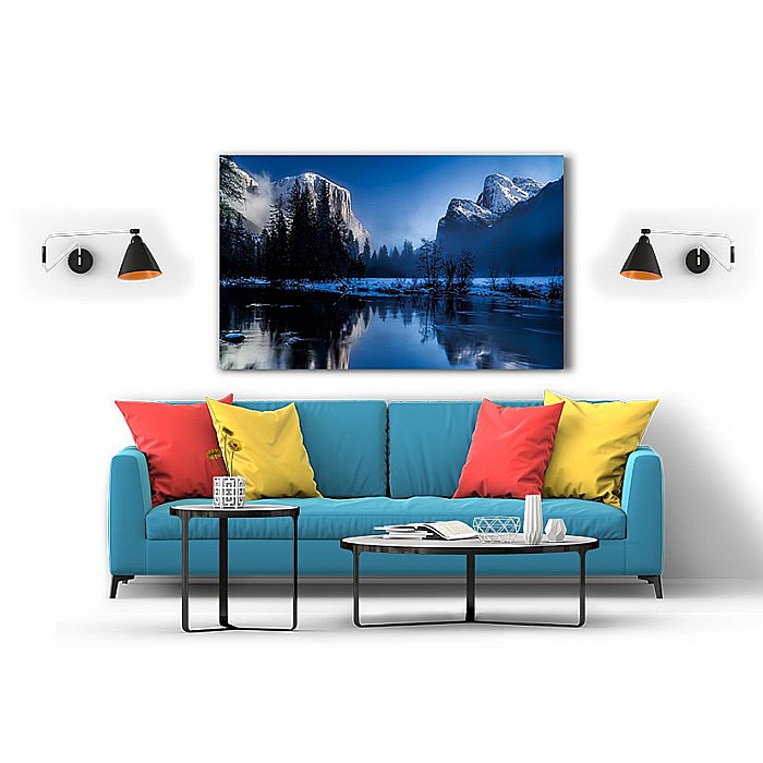 Tablou canvas lac si munte iarna [2]