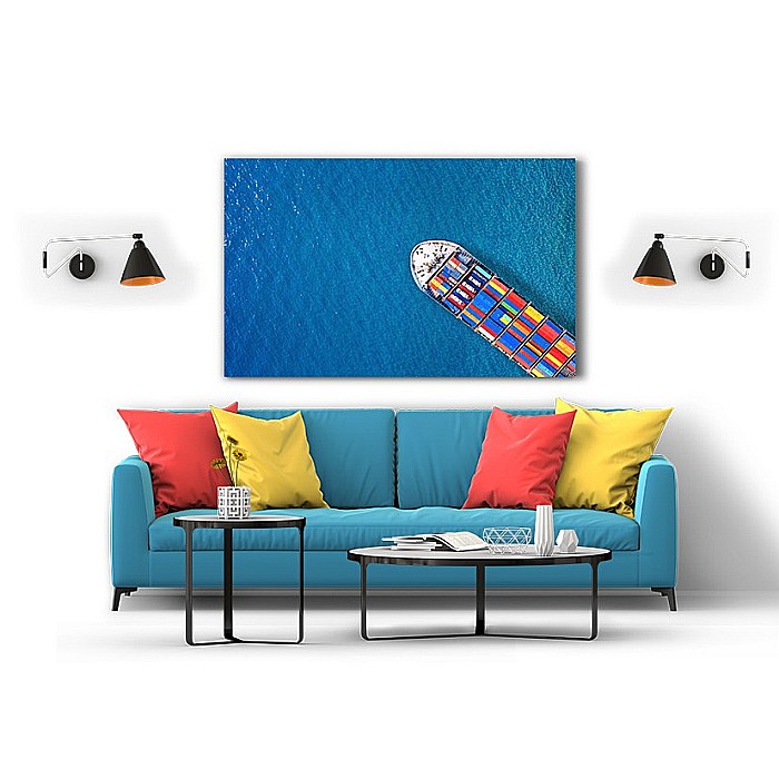Tablou canvas nava cargo pe ocean albastru [2]