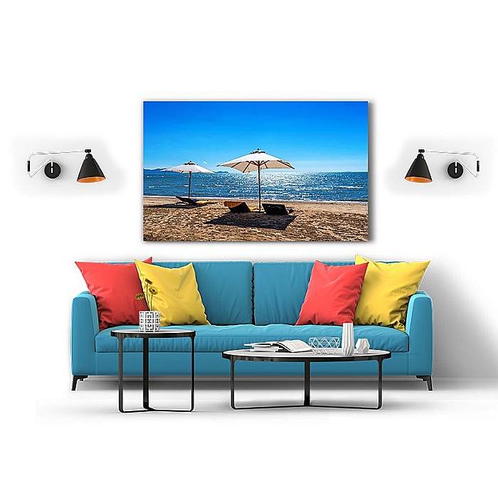Tablou canvas plaja sezlong cu umbrela [2]