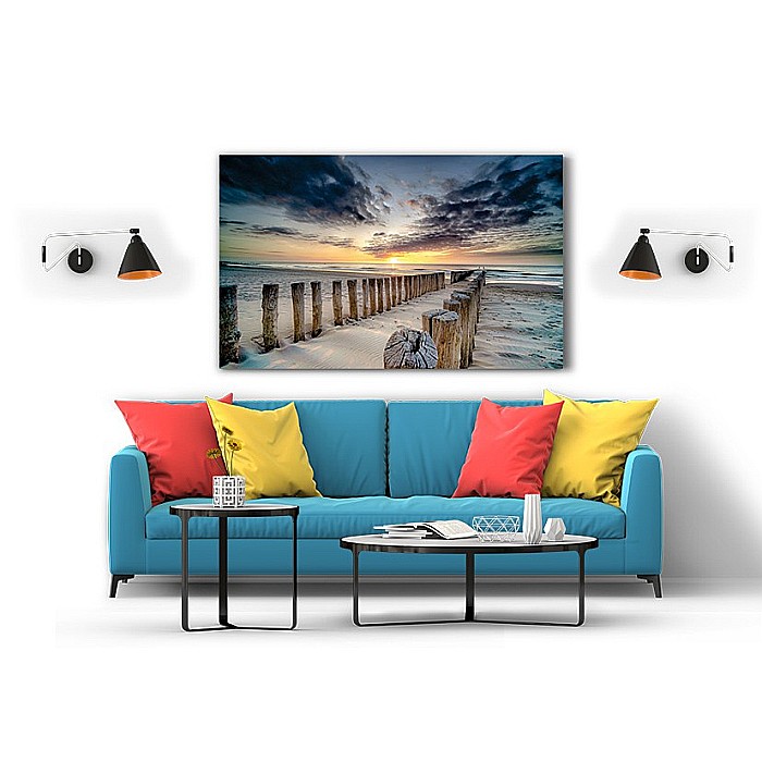 Tablou canvas sunset old beach ponton [2]