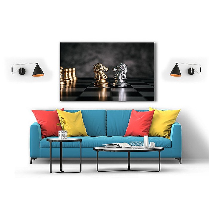 Tablou canvas tabla de sah gold silver [2]