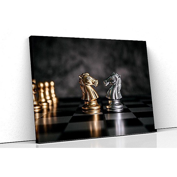 Tablou canvas tabla de sah gold silver [1]