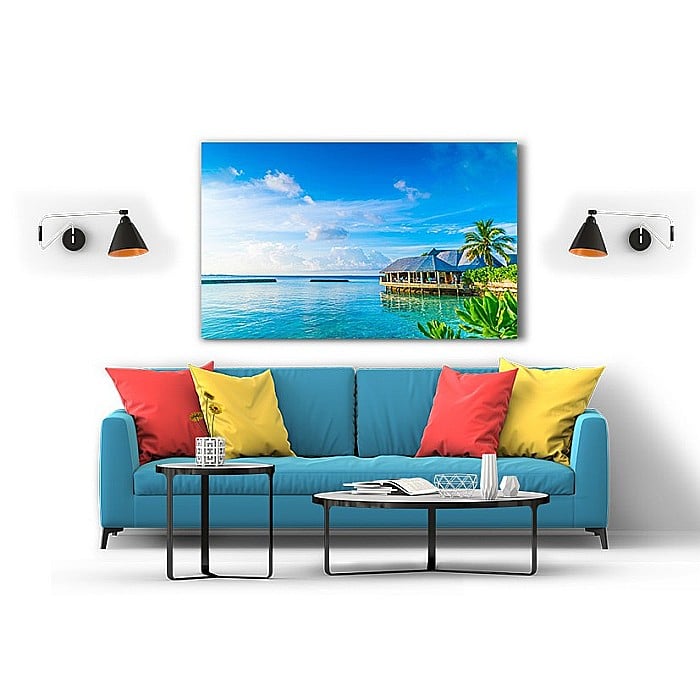 Tablou canvas vedere bungalou la ocean [2]