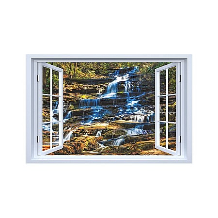 Sticker decorativ fereastra fantezie 3D cascada munte [0]