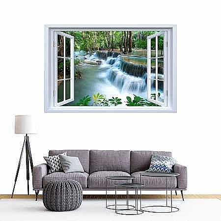 Sticker decorativ fereastra fantezie 3D ponton cascada, provincia kanchanaburi, thailana [1]