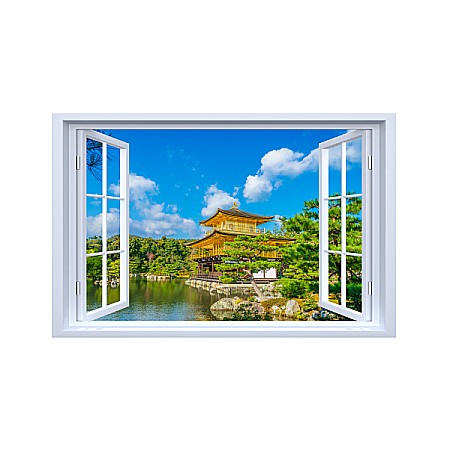 Sticker decorativ fereastra fantezie 3D templu Kinkakuji, Japonia [0]