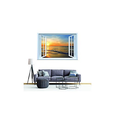 Sticker decorativ fereastra fantezie 3D sunset-sea [1]